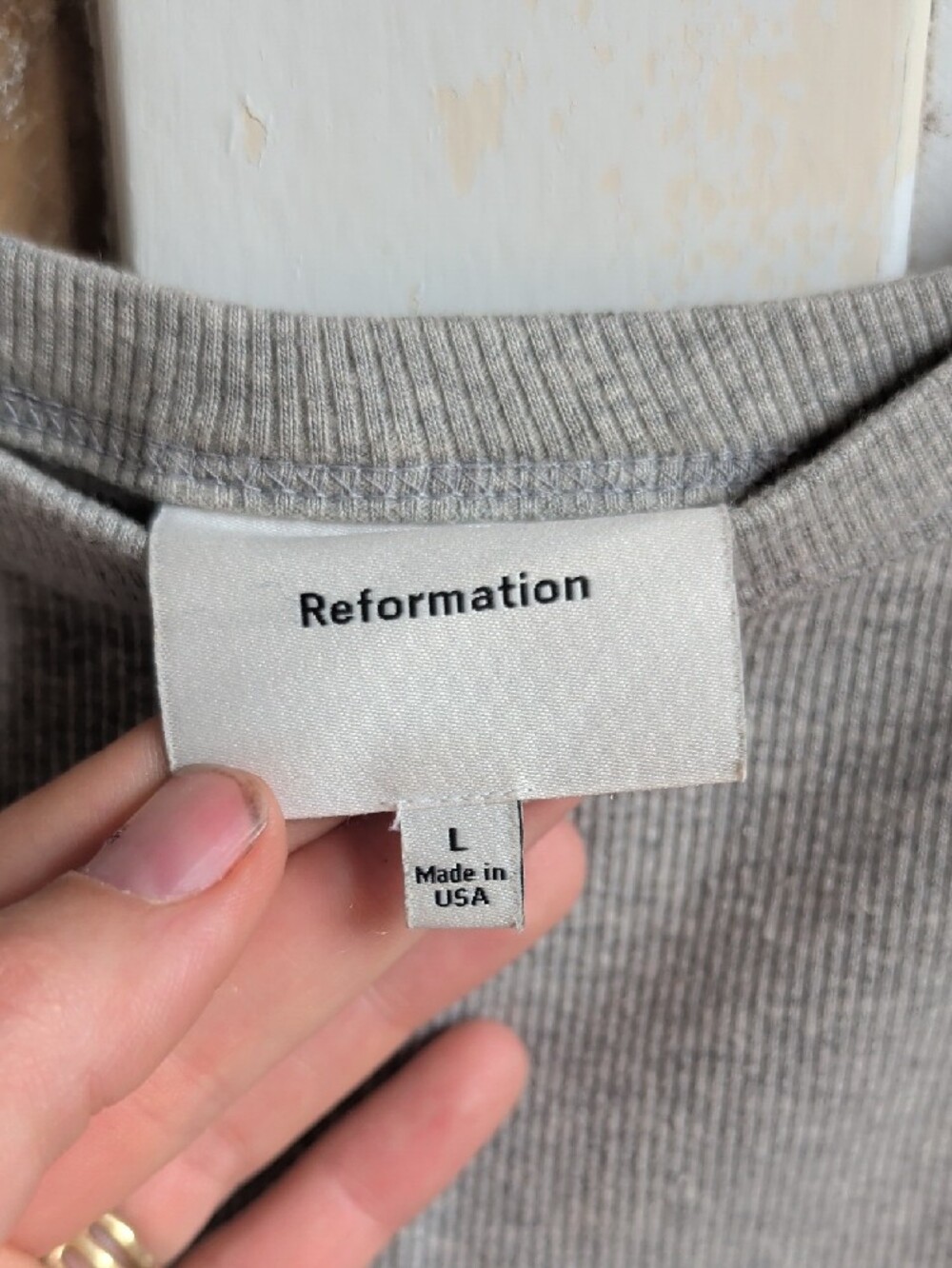 Reformation Slightly Cropped Light Gray Ribbed Tank - Picture 2 of 4